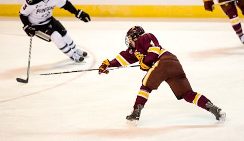 Neal Pionk of the Minnesota Duluth Bulldogs (Photo by Richard T Gagnon/Getty Images)