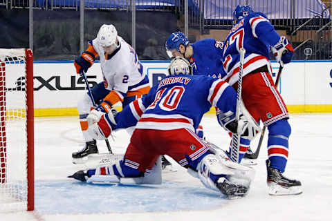 Alexandar Georgiev #40 of the New York Rangers.(Photo by Bruce Bennett/Getty Images)