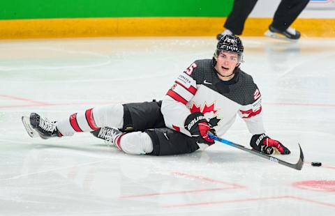 Owen Power #25 of Canada. (Photo by EyesWideOpen/Getty Images)