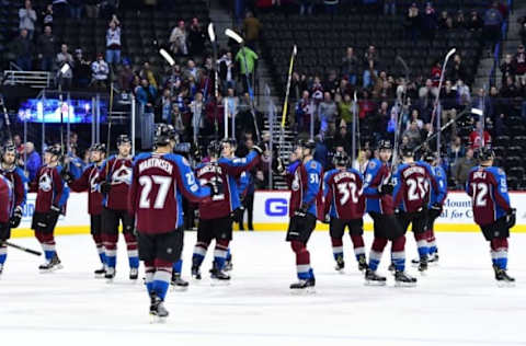 NHL Power Rankings: Members of the Colorado Avalanche celebrate the win over against the Montreal Canadiens at the Pepsi Center. The Avalanche defeated the Canadiens 4-0. Mandatory Credit: Ron Chenoy-USA TODAY Sports