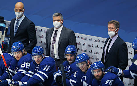 TORONTO, ON – FEBRUARY 17: Head coach Sheldon Keefe of the Toronto Maple Leafs . (Photo by Claus Andersen/Getty Images)