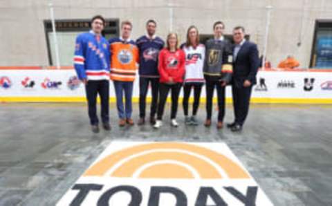 NEW YORK, NY – SEPTEMBER 06: Seth Jones and other NHL and hockey representatives on the Today Show.