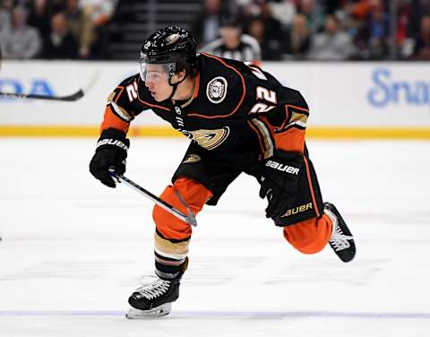 Sonny Milano #22 of the Anaheim Ducks (Photo by Harry How/Getty Images)