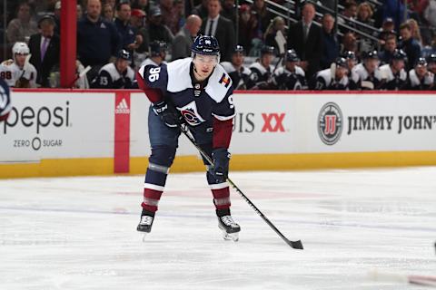 DENVER, COLORADO – NOVEMBER 30: Mikko Rantanen #96 of the Colorado Avalanche skates against the Chicago Blackhawks at Pepsi Center on November 30, 2019 in Denver, Colorado. (Photo by Michael Martin/NHLI via Getty Images)