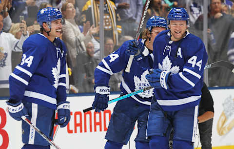 TORONTO, ON – OCTOBER 19: Morgan Rielly #44  (Photo by Claus Andersen/Getty Images)