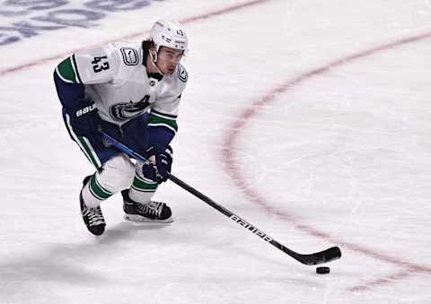 Vancouver Canucks defenseman Quinn Hughes (43). Mandatory Credit: Jean-Yves Ahern-USA TODAY Sports