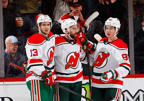 New Jersey Devils – Kyle Palmieri, Jack Hughes (Photo by Paul Bereswill/Getty Images)