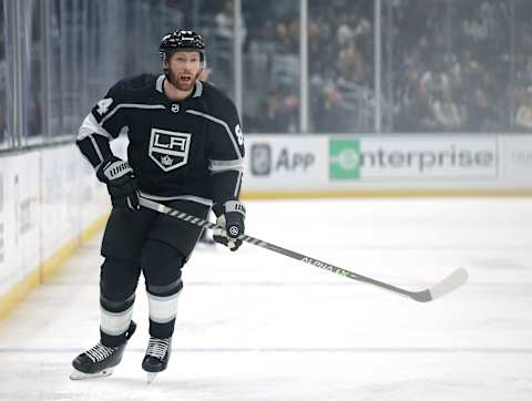 LOS ANGELES, CALIFORNIA – MARCH 02: Vladislav Gavrikov #84 of the Los Angeles Kings looks for a pass during a 3-2 Kings win over the Montreal Canadiens at Crypto.com Arena on March 02, 2023, in Los Angeles, California. (Photo by Harry How/Getty Images)