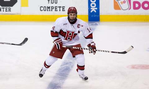 Captain Alexander Kerfoot #14 of the Harvard Crimson – February 6, 2017(Photo by Richard T Gagnon/Getty Images)