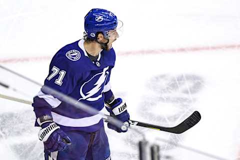 Anthony Cirelli #71 of the Tampa Bay Lightning. (Photo by Elsa/Getty Images)