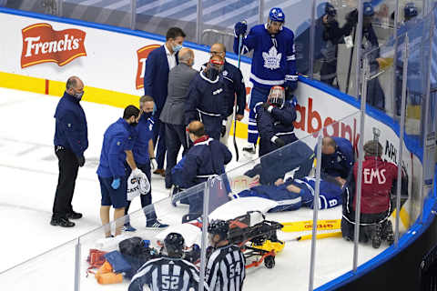 TORONTO, ONTARIO – AUGUST 04: Jake Muzzin #8 of the Toronto Maple Leafs  . (Photo by Andre Ringuette/Freestyle Photo/Getty Images)