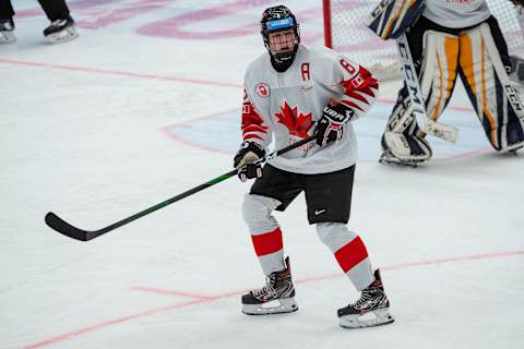 Tristan Luneau #8 of Canada at the Lausanne 2020 Winter Youth Olympics (Photo by RvS.Media/Robert Hradil/Getty Images)