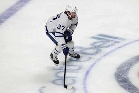 Feb 21, 2022; Montreal, Quebec, CAN; Toronto Maple Leafs defenseman Timothy Liljegren (  Mandatory Credit: Jean-Yves Ahern-USA TODAY Sports