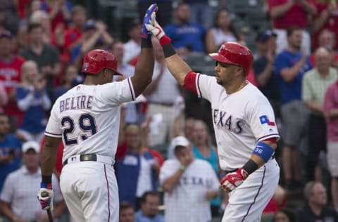 Aug 29, 2016; Arlington, TX, USA; Texas Rangers designated hitter 