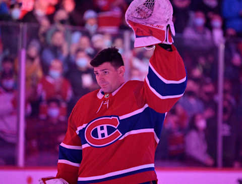 Apr 15, 2022; Montreal, Quebec, CAN; Montreal Canadiens goalie Carey Price. Mandatory Credit: Eric Bolte-USA TODAY Sports