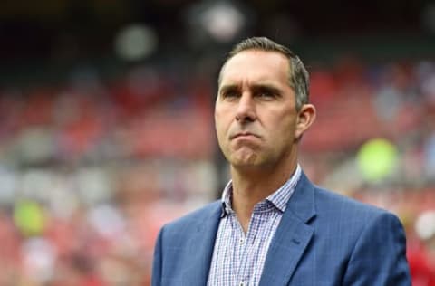 Jun 13, 2015; St. Louis, MO, USA; St. Louis Cardinals general manager John Mozeliak before the game between the St. Louis Cardinals and the Kansas City Royals at Busch Stadium. Mandatory Credit: Jasen Vinlove-USA TODAY Sports