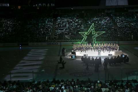 DALLAS, TX – MARCH 08: Before the Dallas Stars played against the Minnesota Wild, former Dallas Stars Mike Modano had his jersey (9) retired on March 8, 2014 at American Airlines Center in Dallas, Texas. Dallas won 4-3. (Photo by Thomas B. Shea/Getty Images)