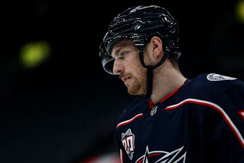 Columbus Blue Jackets center Pierre-Luc Dubois (18). Mandatory Credit: Aaron Doster-USA TODAY Sports