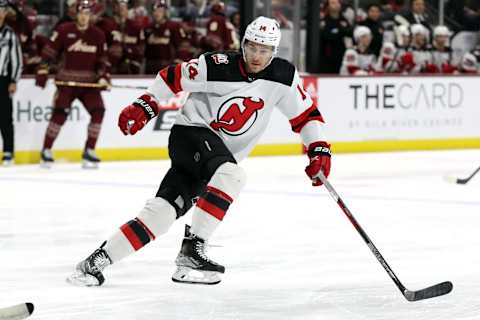 Nathan Bastian #14 of the New Jersey Devils. (Photo by Zac BonDurant/Getty Images)