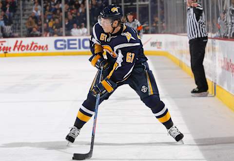 BUFFALO, NY – DECEMBER 27: Maxim Afinogenov #61 of the Buffalo Sabres skates during their NHL game against the New York Islanders on December 27, 2008 at HSBC Arena in Buffalo, New York. The Sabres defeated the Islanders in shootout overtime 4-3. (Photo by Rick Stewart/Getty Images)