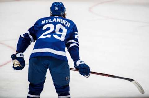 TORONTO, ON – APRIL 19: William Nylander #29 of the Toronto Maple Leafs takes part in warm up before playing the Boston Bruins in Game Four of the Eastern Conference First Round during the 2018 NHL Stanley Cup Playoffs at the Air Canada Centre on April 19, 2018 in Toronto, Ontario, Canada. (Photo by Mark Blinch/NHLI via Getty Images)