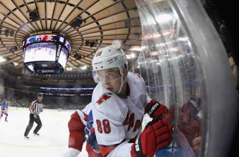 Martin Necas #88 of the Carolina Hurricanes (Photo by Bruce Bennett/Getty Images)