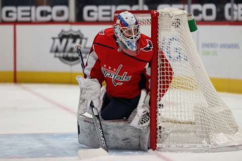 Vitek Vanecek #41 of the Washington Capitals. (Photo by Patrick Smith/Getty Images)