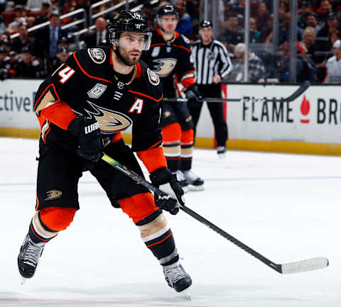 ANAHEIM, CA – FEBRUARY 17: Adam Henrique #14 of the Anaheim Ducks skates during the game against the Washington Capitals on February 17, 2019, at Honda Center in Anaheim, California. (Photo by Debora Robinson/NHLI via Getty Images)