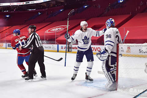 MONTREAL, QC – MAY 24: Justin Holl #3 of the Toronto Maple Leafs  . (Photo by Minas Panagiotakis/Getty Images)