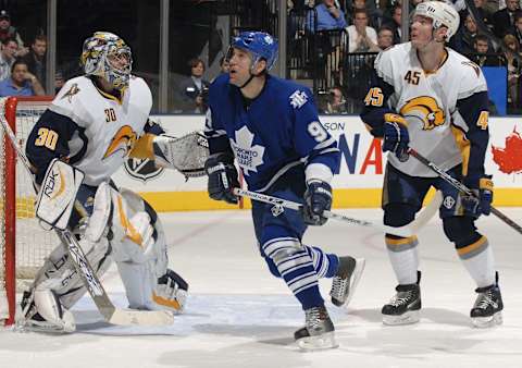 TORONTO – MARCH 3: Yanic Perreault #94 of the Toronto Maple Leafs  . (Photo by Dave Abel/Getty Images).