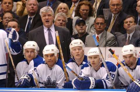 Toronto Maple Leafs head coach Pat Quinn (Photo by Ken Faught/Toronto Star via Getty Images)