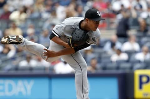 May 14, 2016; Bronx, NY, USA; Chicago White Sox starting pitcher Jose Quintana (62) delivers a pitch against the New York Yankees at Yankee Stadium. Mandatory Credit: Noah K. Murray-USA TODAY Sports