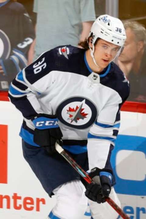 Morgan Barron #36, Winnipeg Jets. (Photo by Joel Auerbach/Getty Images)