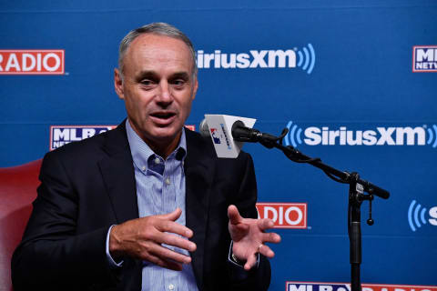 WASHINGTON, DC – JULY 15: Commissioner of Baseball Rob Manfred appears at a SiriusXM Town Hall at The Library of Congress on July 15, 2018 in Washington, DC. (Photo by Larry French/Getty Images for SiriusXM,)