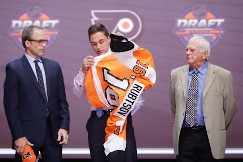 German Rubtsov celebrates with the Philadelphia Flyers after being picked in the 2016 NHL Draft. (Photo by Bruce Bennett/Getty Images)