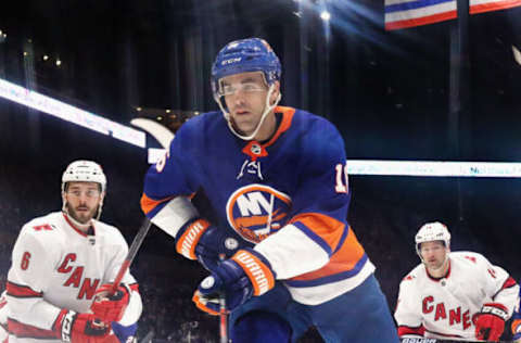 UNIONDALE, NEW YORK – MARCH 07: Andrew Ladd #16 of the New York Islanders skates against the Carolina Hurricanes at NYCB Live’s Nassau Coliseum on March 07, 2020, in Uniondale, New York. (Photo by Bruce Bennett/Getty Images)