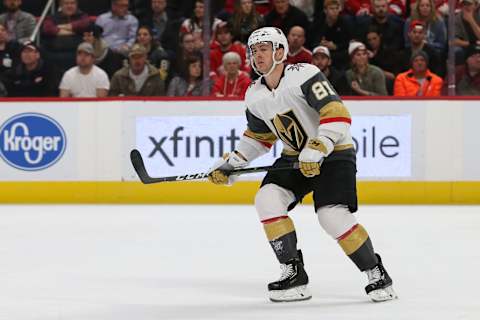 DETROIT, MI – FEBRUARY 07: Vegas Golden Knights forward Jonathan Marchessault (81) skates during a regular season NHL hockey game between the Vegas Golden Knights and the Detroit Red Wings on February 7, 2019, at Little Caesars Arena in Detroit, Michigan. (Photo by Scott Grau/Icon Sportswire via Getty Images)