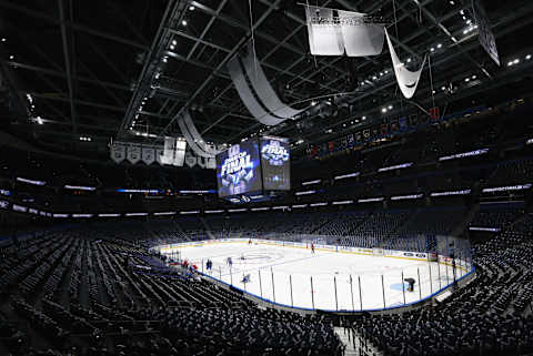 The Montreal Canadiens take to the ice. (Photo by Bruce Bennett/Getty Images)