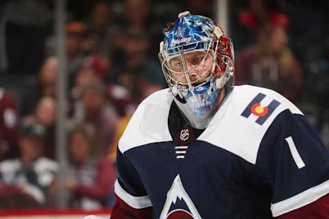 DENVER, CO – NOVEMBER 07: Goaltender Semyon Varlamov #1of the Colorado Avalanche stands ready against the Nashville Predators at the Pepsi Center on November 7, 2018 in Denver, Colorado. (Photo by Michael Martin/NHLI via Getty Images)