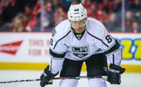 Mar 29, 2017; Calgary, Alberta, CAN; Los Angeles Kings right wing Jarome Iginla (88) during the second period against the Calgary Flames at Scotiabank Saddledome. Mandatory Credit: Sergei Belski-USA TODAY Sports