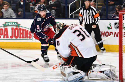 COLUMBUS, OH – DECEMBER 1: Artemi Panarin #9 of the Columbus Blue Jackets skates against the Anaheim Ducks on December 1, 2017. (Photo by Jamie Sabau/NHLI via Getty Images)