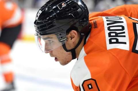 Sep 21, 2015; Philadelphia, PA, USA; Philadelphia Flyers defenseman Ivan Provorov (79) during a preseason game against the New York Islanders at PPL Center. The Flyers defeated the Islanders, 5-3. Mandatory Credit: Eric Hartline-USA TODAY Sports