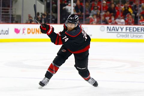 Jaccob Slavin #74 of the Carolina Hurricanes. (Photo by Jared C. Tilton/Getty Images)