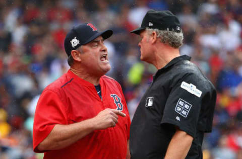 BOSTON, MA – OCTOBER 09: Manager John Farrell of the Boston Red Sox argues a call in the second inning and is ejected from game four of the American League Division Series against the Houston Astros at Fenway Park on October 9, 2017 in Boston, Massachusetts. (Photo by Maddie Meyer/Getty Images)