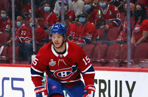 MONTREAL, QUEBEC – JULY 02: Jesperi Kotkaniemi #15 of the Montreal Canadiens skates against the Tampa Bay Lightning during Game Three of the 2021 NHL Stanley Cup Final at the Bell Centre on July 02, 2021, in Montreal, Quebec. The Lightning defeated the Canadiens 6-3. (Photo by Bruce Bennett/Getty Images)