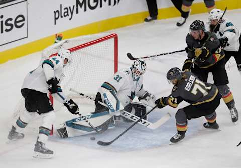 LAS VEGAS, NV – OCTOBER 02: Vegas Golden Knights center William Karlsson (71) skates in for the puck during a regular season game Wednesday, Oct. 2, 2019, at T-Mobile Arena in Las Vegas, Nevada. (Photo by: Marc Sanchez/Icon Sportswire via Getty Images)