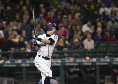 SEATTLE, WA – MAY 02: Ichiro Suzuki #51 of the Seattle Mariners swings in the ninth inning against the Oakland Athletics during his last at-bat of the 2018 season at Safeco Field on May 2, 2018 in Seattle, Washington. The Oakland Athletics beat the Seattle Mariners 3-2. (Photo by Lindsey Wasson/Getty Images)