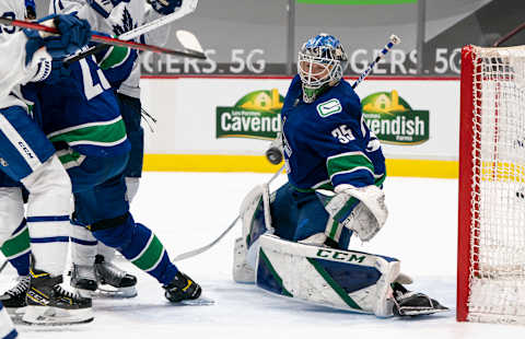 Thatcher Demko of the Vancouver Canuck. (Photo by Rich Lam/Getty Images)