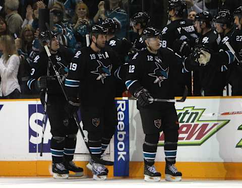 Patrick Marleau #12 of the San Jose Sharks (Photo by Jed Jacobsohn/Getty Images)