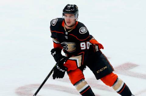 ANAHEIM, CA – OCTOBER 7: Giovanni Fiore #90 of the Anaheim Ducks skates during the game against the Philadelphia Flyers on October 7, 2017.  (Photo by Debora Robinson/NHLI via Getty Images)